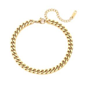 Gold colored Cuban Link Anklet Tarnish Free